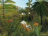 Henri Rousseau Horse Attacked by a Jaguar painting
